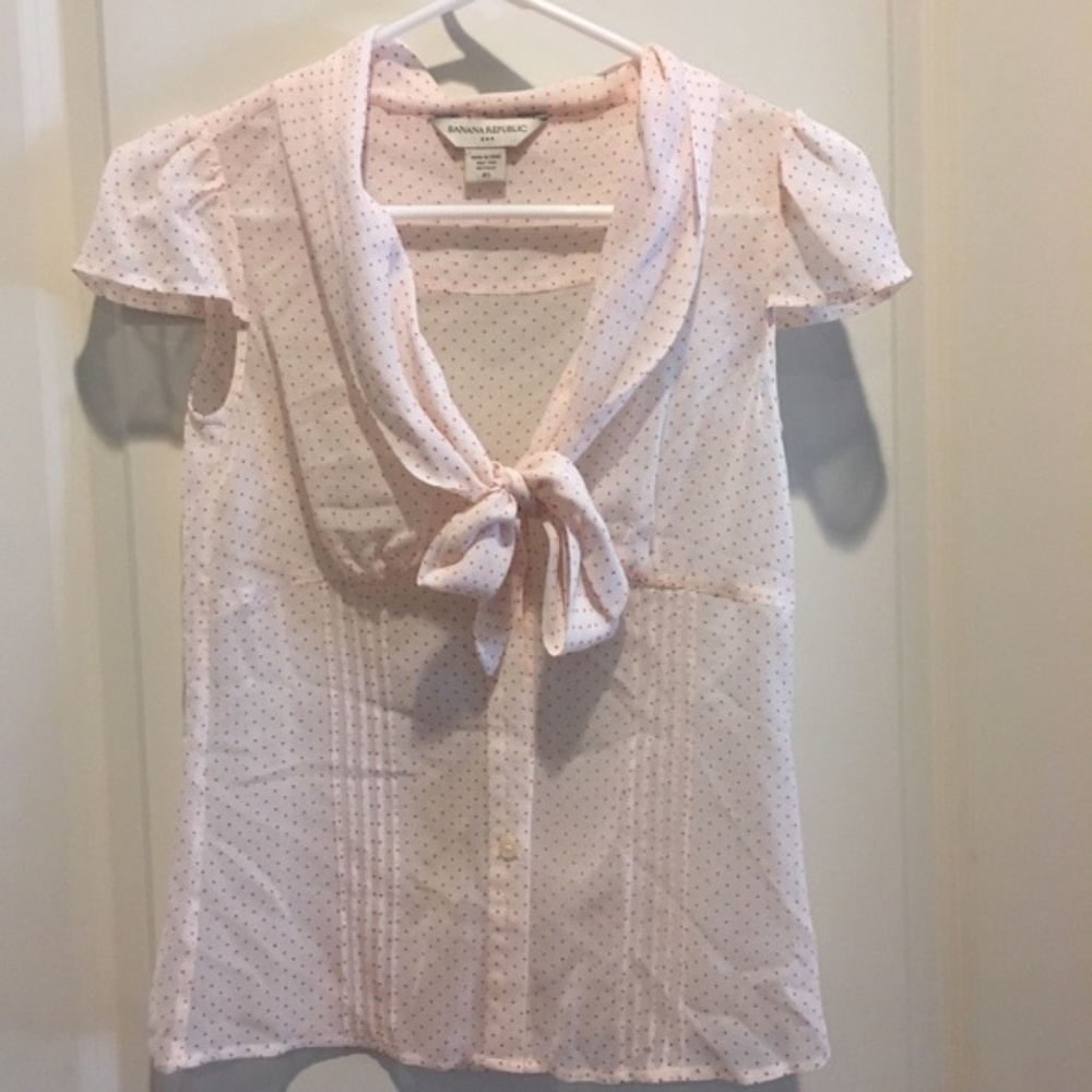 Banana Republic sheer polka dot top XS